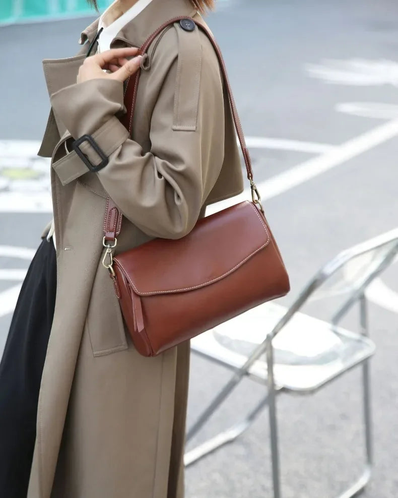 Women's Genuine Leather Shoulder & Crossbody Bag Minimalist Design for Office, Dinner & Weekend Outings Durable Everyday Handbag