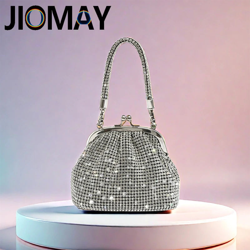JIOMAY Women's Shiny Rhinestone Purse for Wedding Silver Clutch Bag evening Bag Luxury Clutch Bag Luxury Bags Designers Handbags