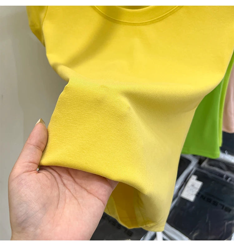 2025 Sexy Square Collar Slim T Shirt Women Cotton Elastic Basic Solid Female Casual Tops Short Sleeve Thin T-shirts See Through