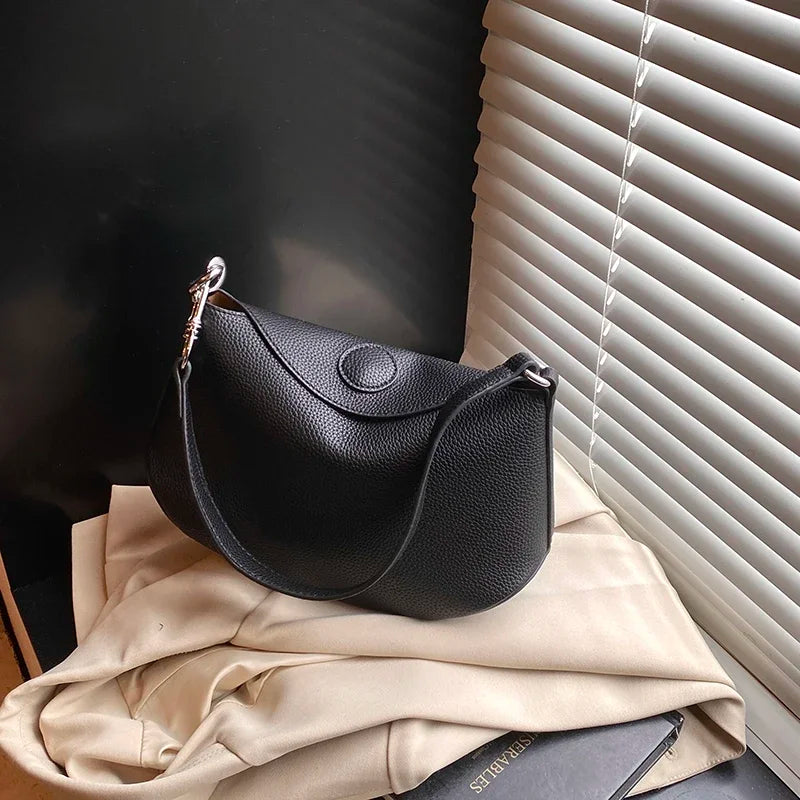 Pea Pod Crossbody Shoulder Bag,Women's Lychee Pebbled Pattern Women Dumpling Sling Bag,Chic Simple Minimalist Commuter Purse