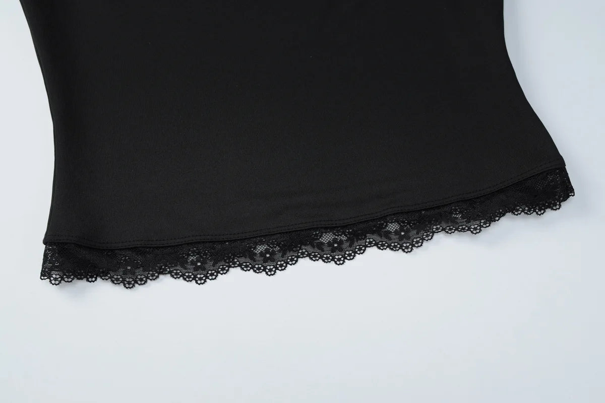 FDYOUI Lace Patchwork Long Sleeve T-shirts Streetwear Y2K Woman Clothes Casual Fashion Square Collar Slim Pink Tee Shirt Tops