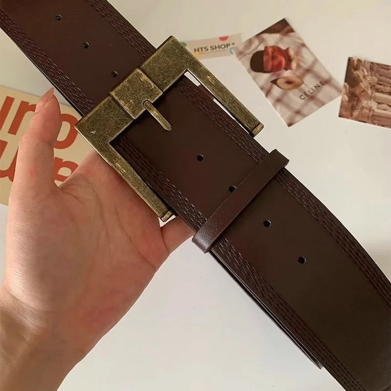 Desinger Belts For Women Vintage Wide Waistband Plus Size Western Cowgirl Cowboy Goth Y2k Brown Middle Ages Fashion Belt Female