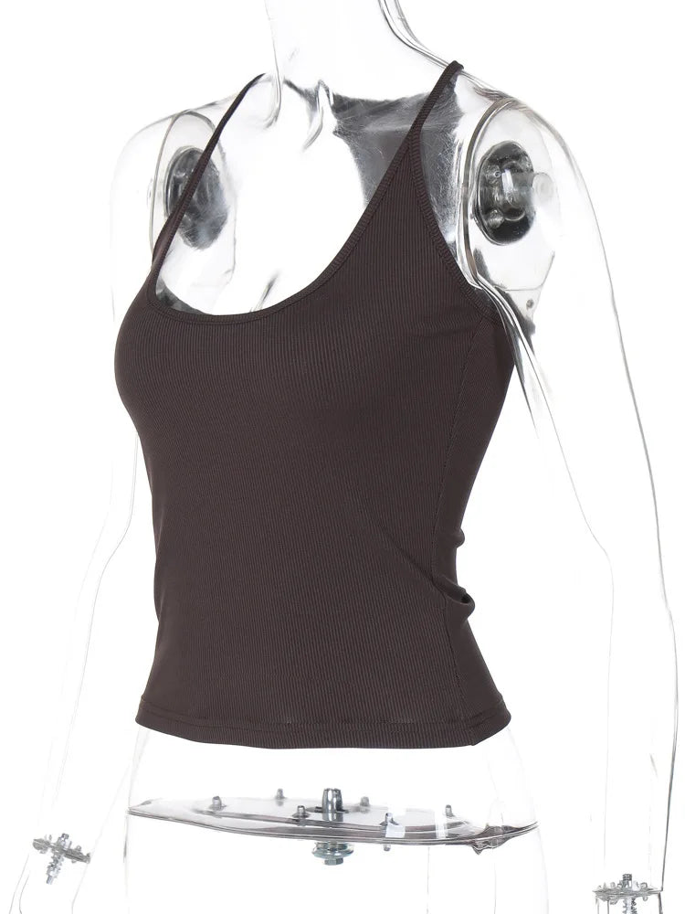 Square Collar Tank Top Spaghetti Strap Crop Top Women Edgy Clothes Y2k Accessories Sleeveless Camison Verano Sexy Top Streetwear