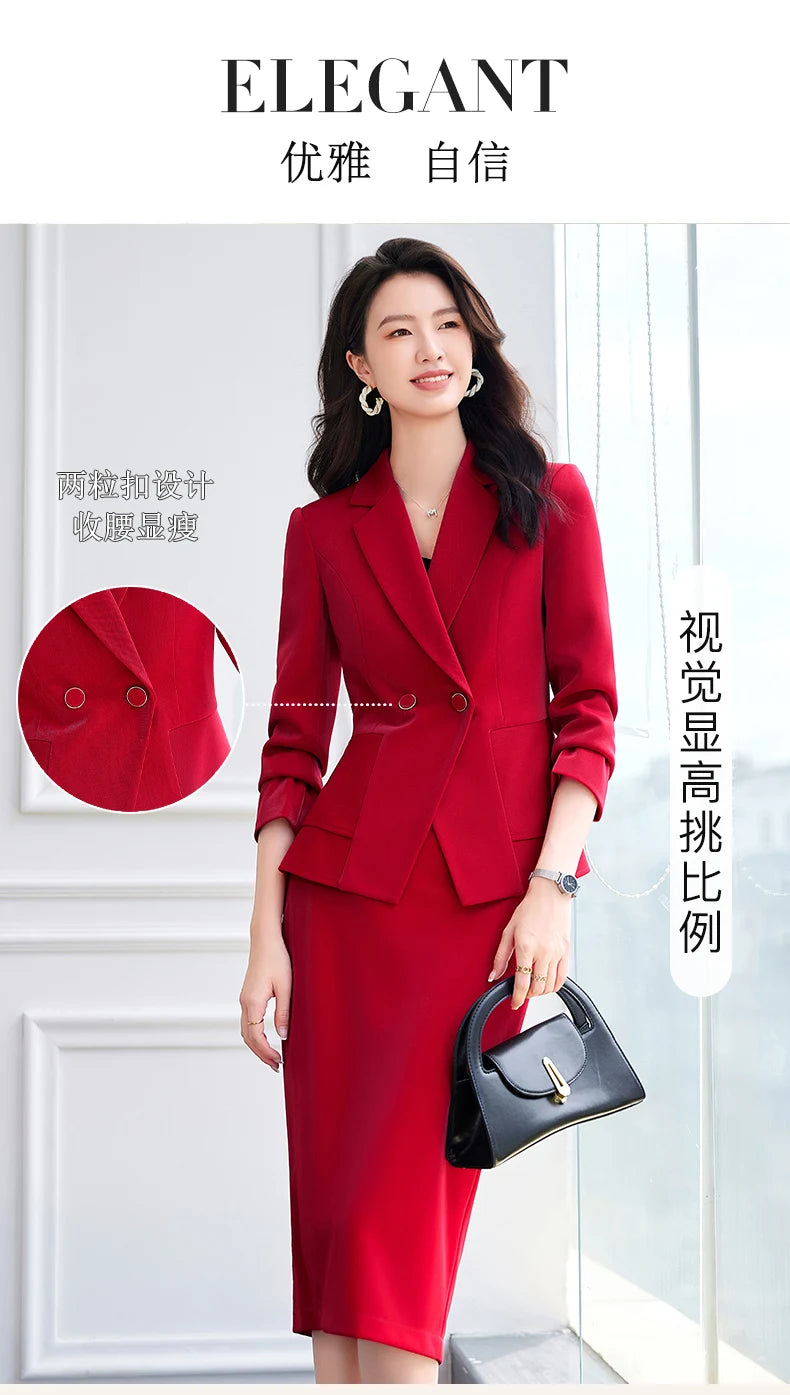 NAVIU High Quality Slim Fashion Career Work Wear Suits With Jacket And Skirt Elegant Professional Business Work Blazer Outfits