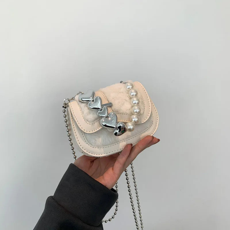 Luxury Designer Faux Fur Handbag Women Mini Fur Shoulder Crossbody Bag Ladies Fashion Party Purse Lipstick Bag Chain Clutches