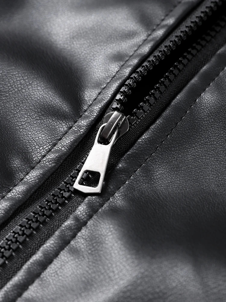 Vintage Pu Leather Zipper Crop Jackets For Women Locomotive Full Sleeve Pockets Female Hoodie Autumn Lady High Street Outwears