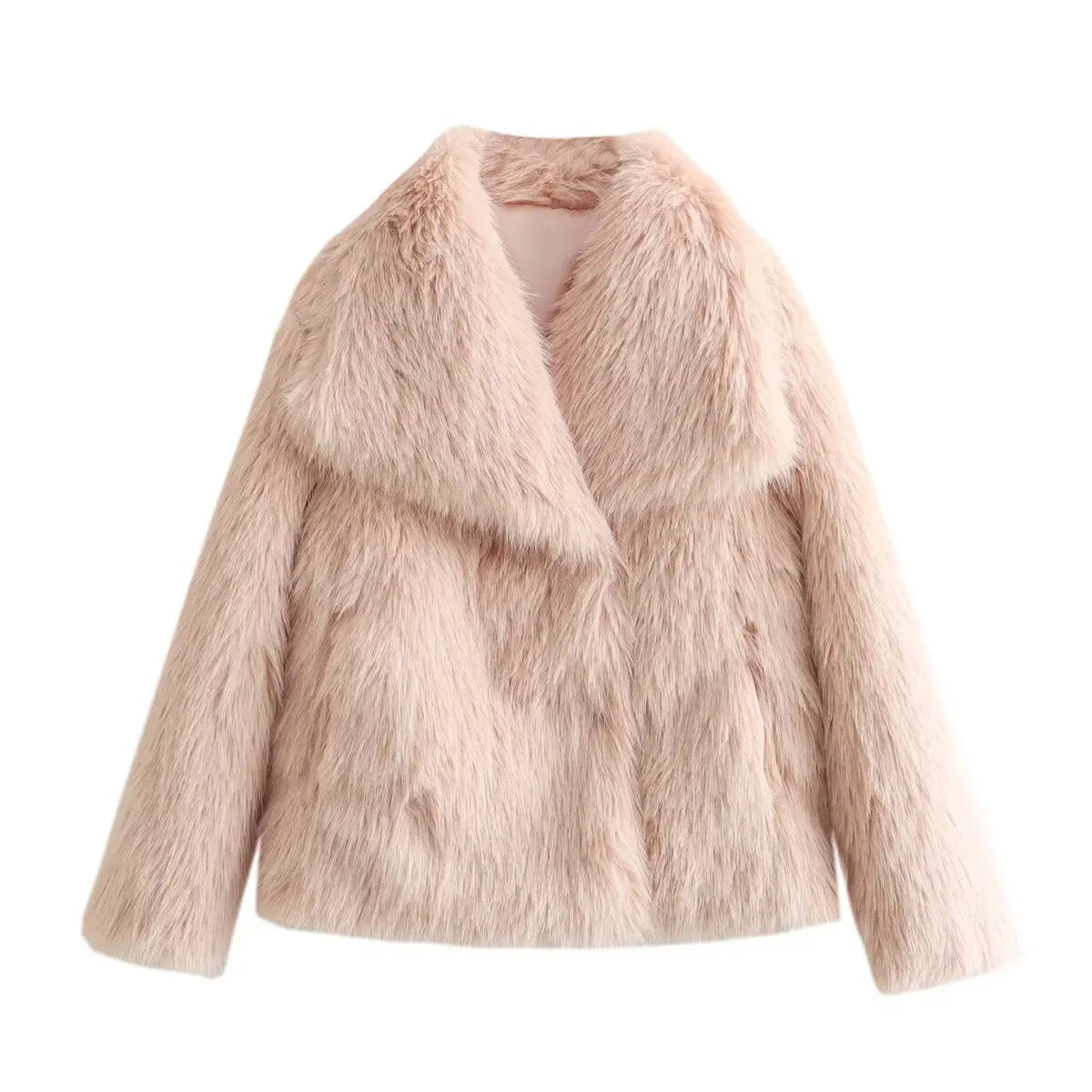 Women's 2025 New Large Lapel Thickened Coat Artificial Fur Effect Temperament Elegant Warm Jacket