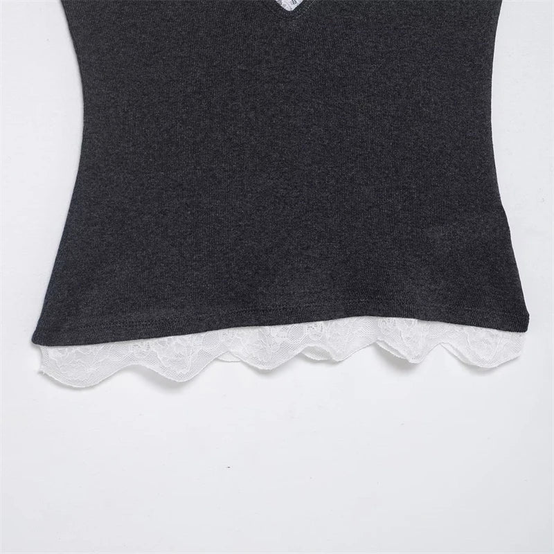 Women's Lace-Trim Cami Top, 3 Colors Available, V-Neck, Thin Straps, Sleeveless Casual Basic Tank