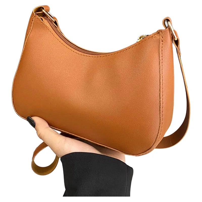 Women's Handbags Retro Solid Color PU Leather Shoulder Underarm Bag Fashion Casual Hobos Purses and Handbag Ladies Hand Bags