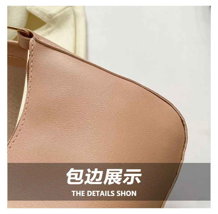 Women's Handbags Retro Solid Color PU Leather Shoulder Underarm Bag Fashion Casual Hobos Purses and Handbag Ladies Hand Bags