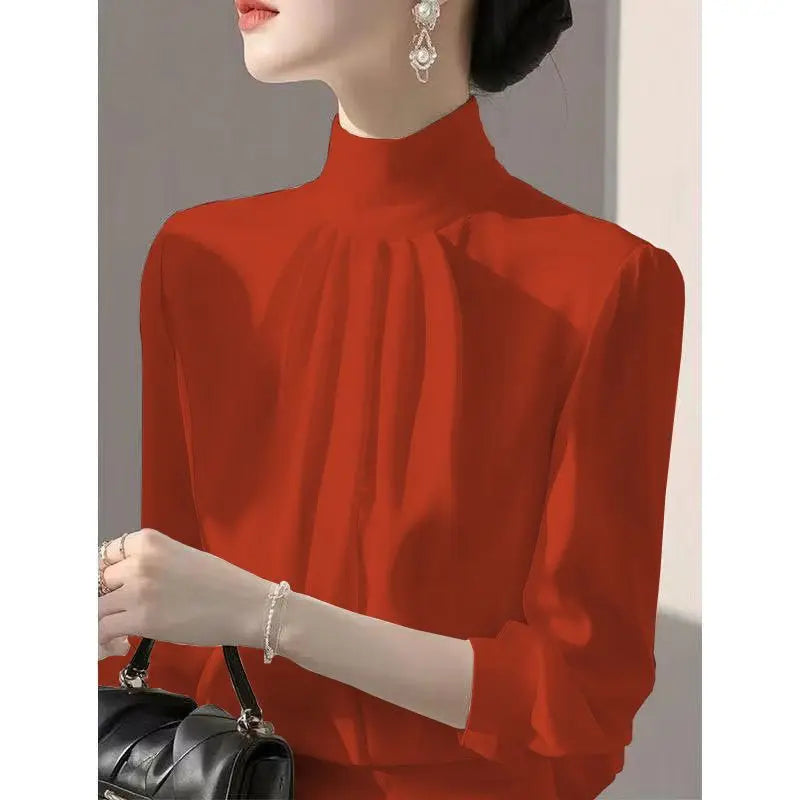 Women Clothing New Temperament Simplicity Shirt Tops Spring Long Sleeve Loose Solid All-match Elegant Blouse Fashion High Street