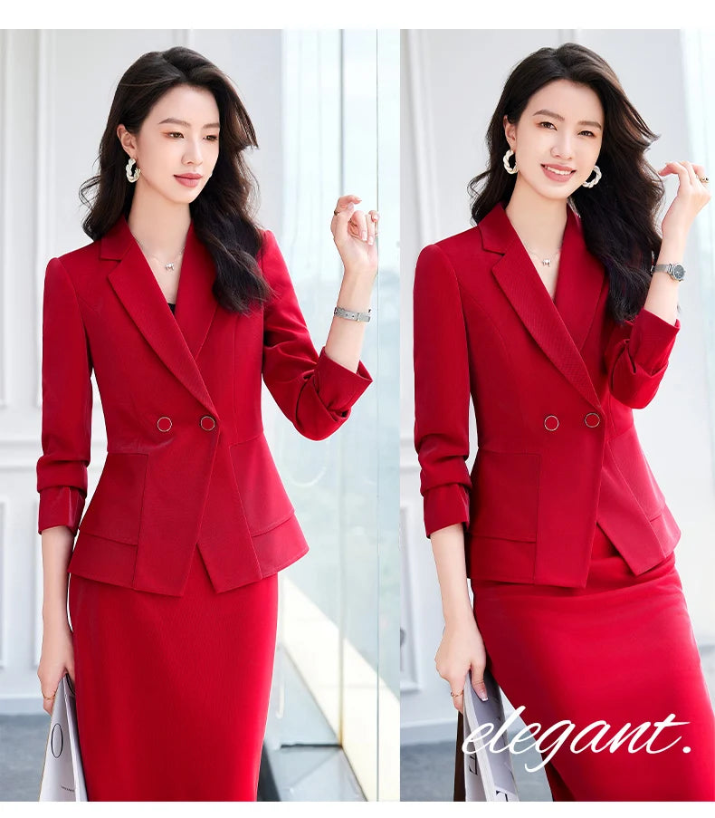 NAVIU High Quality Slim Fashion Career Work Wear Suits With Jacket And Skirt Elegant Professional Business Work Blazer Outfits