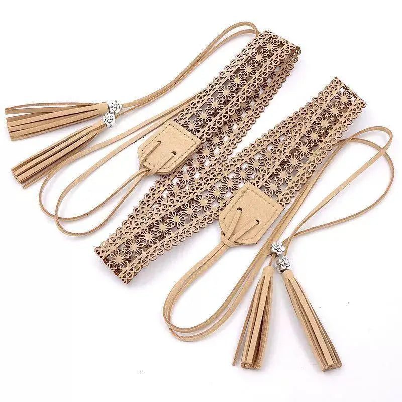 Belts For Women Knot Waistband Summer Boho Shell Bead Dress Jeans Belt Female Beach Accessory Beige Wax Cord