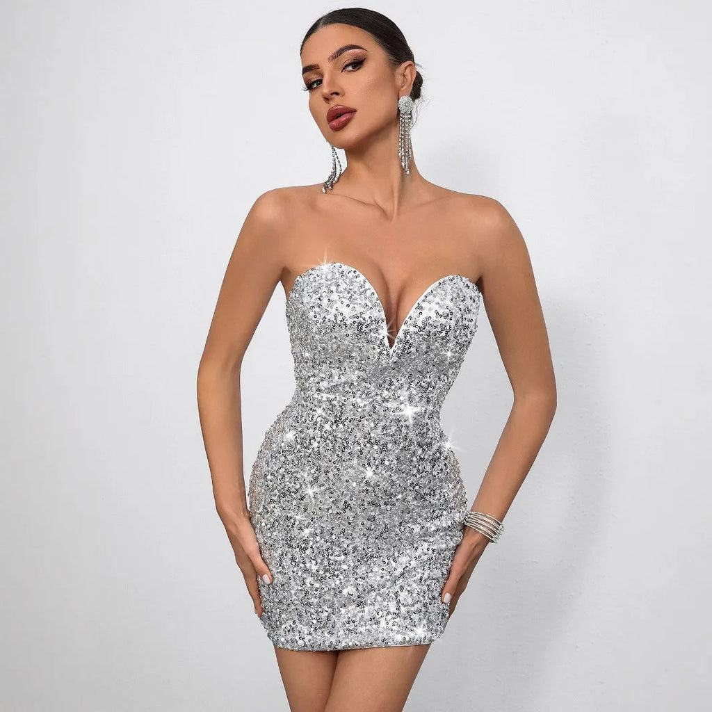 Backless Sequins Dress