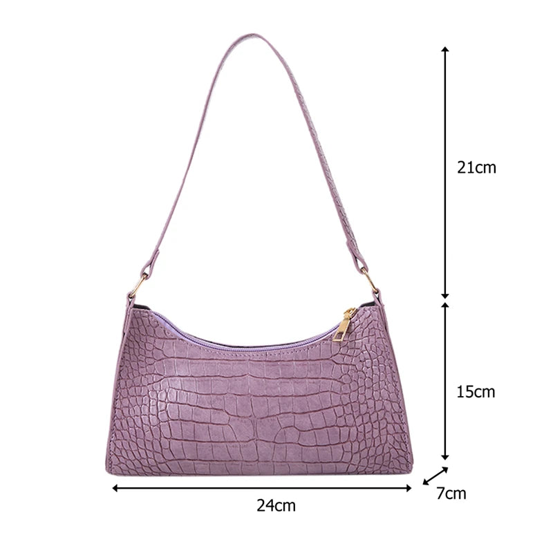 Retro Crocodile Pattern Shoulder Bag For Women PU Leather Armpit Bag France Clutch Bag Casual Female Clutch Handbags Purse Tote