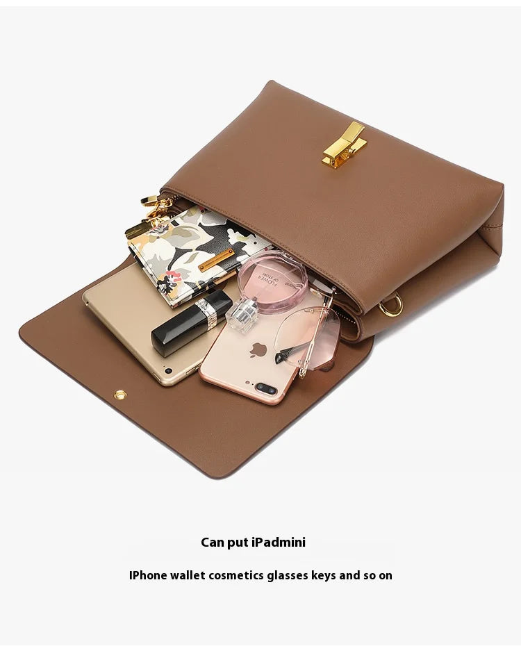 Retro Texture Women's Bag New Fashion With Simple Oblique Span Shoulder Bag Atmospheric Lock Underarm Bag