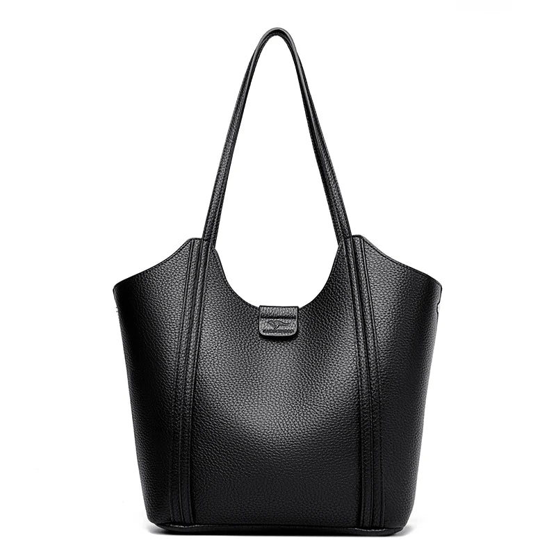 Elegant Women's Handbag Quality Leather Top-Handle Bag Ladies Solid Color Shoulder Crossbody Bag Casual Tote Purse Messenger Sac