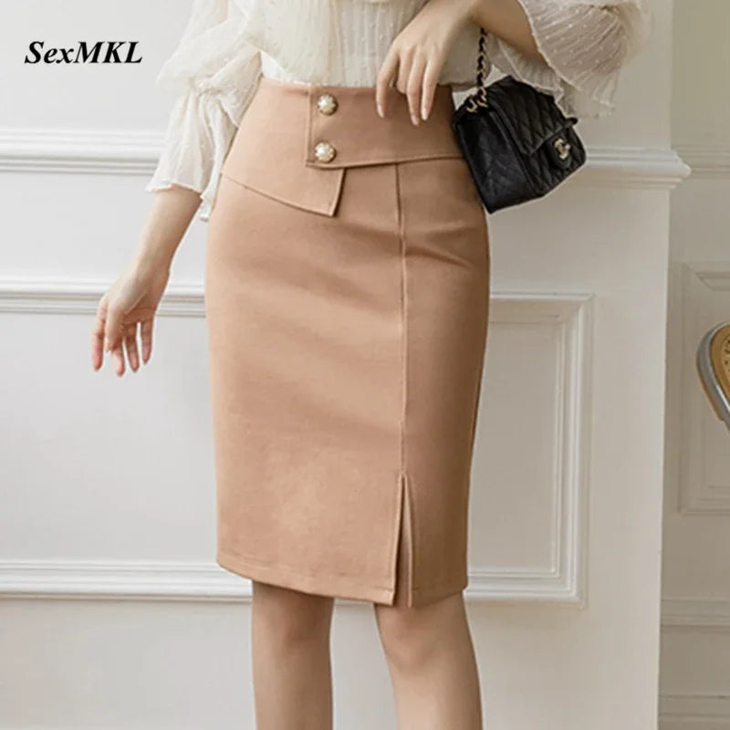 Oversized Pencil Black Skirts Women 2025 Korean Fashion Clothing Elegant High Wiast Bodycon Skirt Sexy Office Midi Mujer Faldas