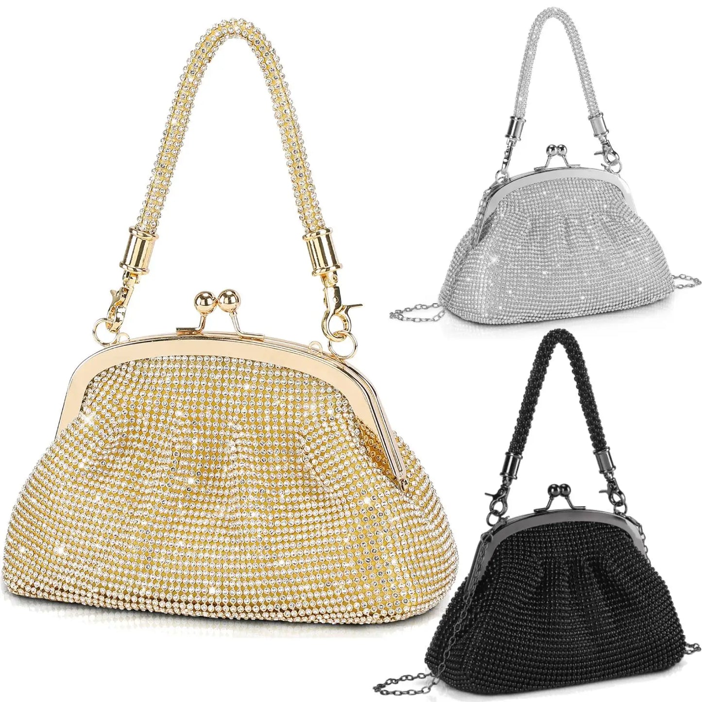 Evening Clutch Bags Fashion Women Elegant Silver Gold Shiny Handbag Wedding Party Long Purses Banquet Clutch Purses Shoulder Bag