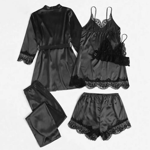 5 Pieces  Satin \ Pajama Set
