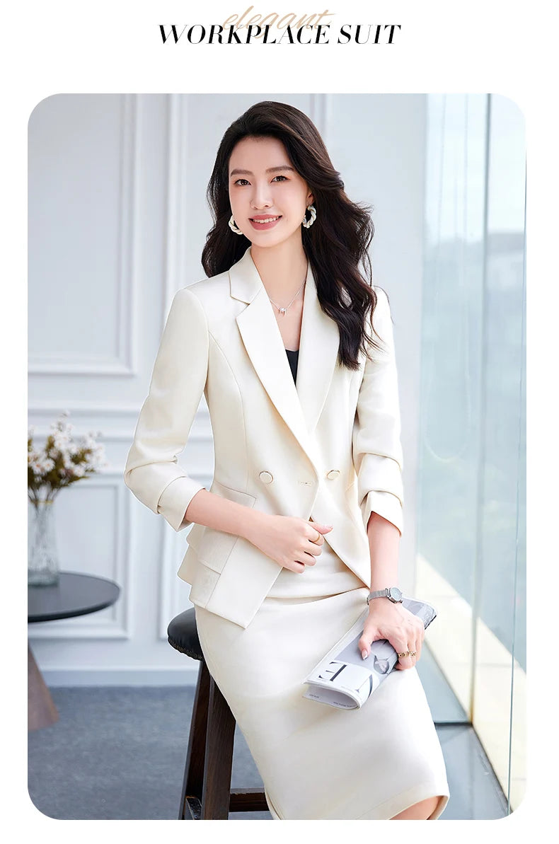 NAVIU High Quality Slim Fashion Career Work Wear Suits With Jacket And Skirt Elegant Professional Business Work Blazer Outfits