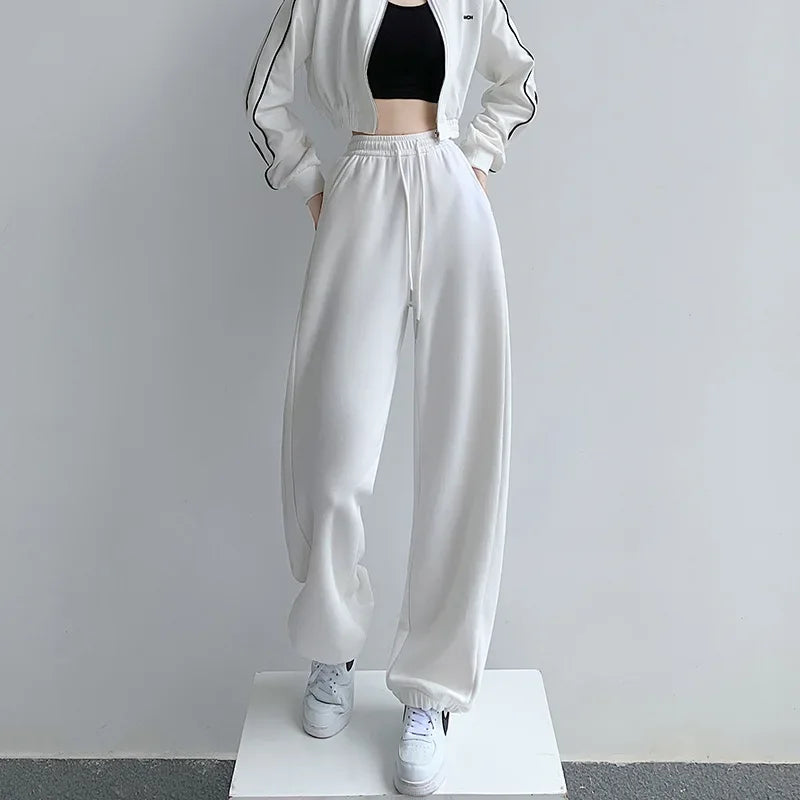 2025 Joggers Sweatpants Women cargo pants cotton Korean Y2K Summer Harajuku High Waist Black Women's pants Wide Leg Trouser