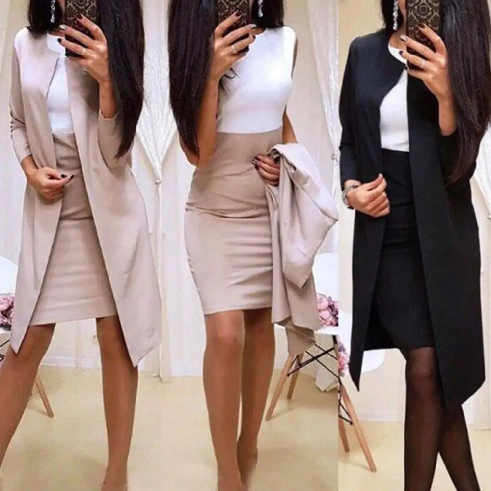 BWQ Women's Skirt Suits Blazer Work Pantsuits OL Business Uniform Formal 2 Piece Blazer Suits Office Ladies Blazer Pencil Skirt