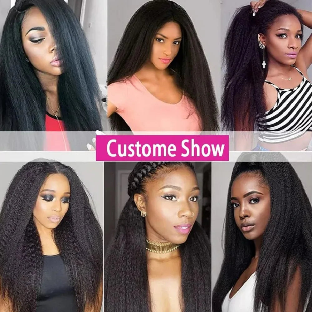 Kinky Straight Clip ins Hair 100g Clip in Hair Extensions Real Human Hair Yaki Straight Clip in for Black Women