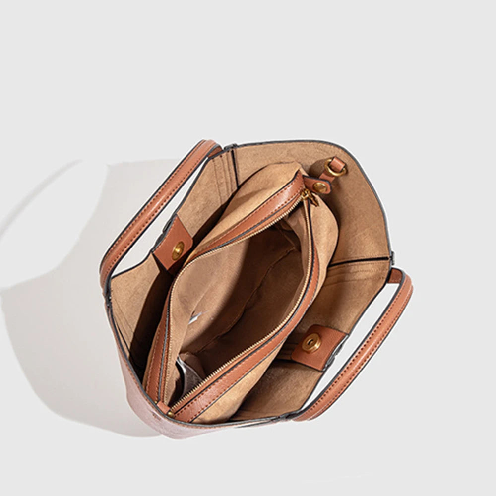 Luxury Quilting Basket Bags for Women Handbags PU Leather Bucket Bag Fashion Designer Shoulder Crossbody Bag Female Purses NEW