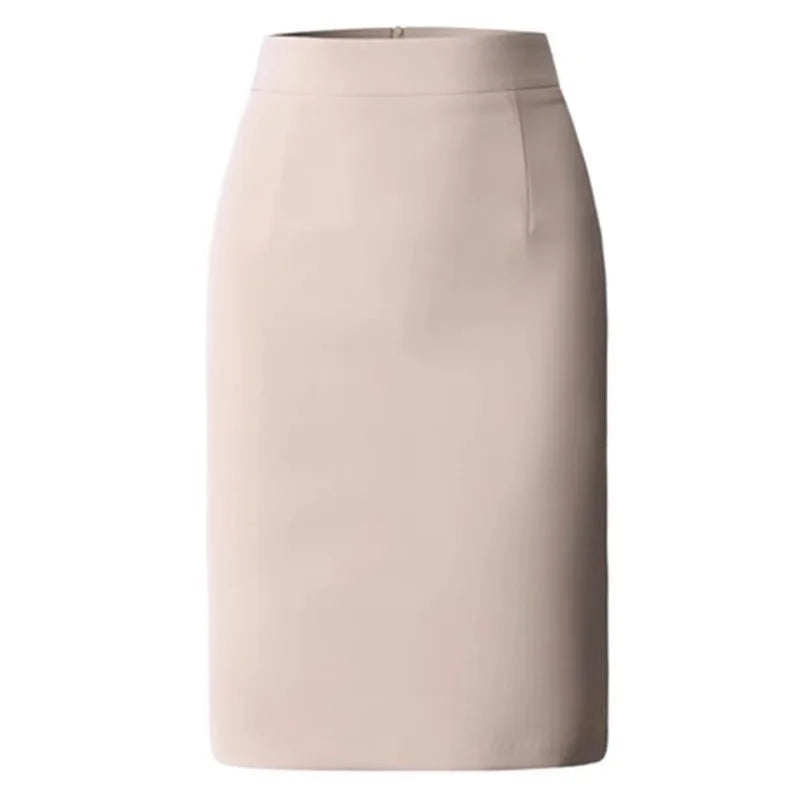 Elegant High Waisted Office Lady Pencil Skirt Korean Fashion Slim Fit Package Hip Midi Skirts Women Solid Color All-match Skirts