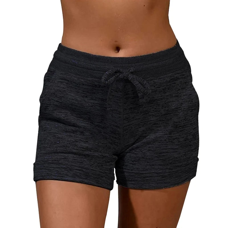 Womens Solid Elasticated Waist Shorts Ladies Summer Yoga Gym Fitness Jogging Hot Pants Sweatpants Clothing