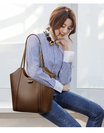 Elegant Women's Handbag Quality Leather Top-Handle Bag Ladies Solid Color Shoulder Crossbody Bag Casual Tote Purse Messenger Sac