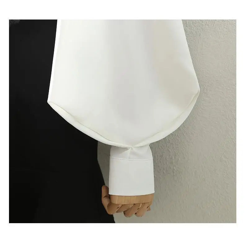 Blouses Tops Women White Black Long Lantern Sleeve Office Lady Temperament Autumn Winter Basic All-match Design Chic Female New