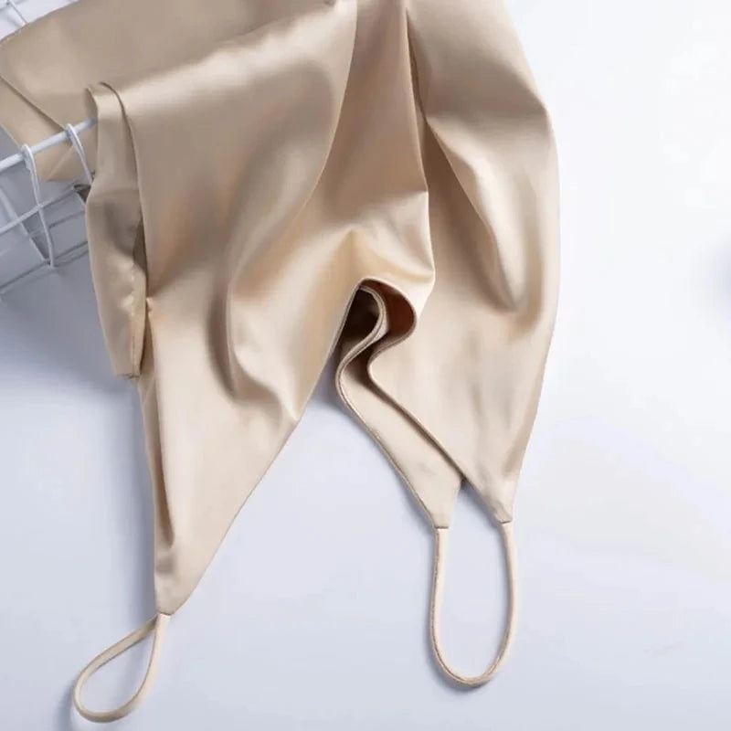 Spaghetti Strap Top Women Halter V Neck Basic White Cami Sleeveless Satin Silk Tank Tops Women Summer 2025 Camisole