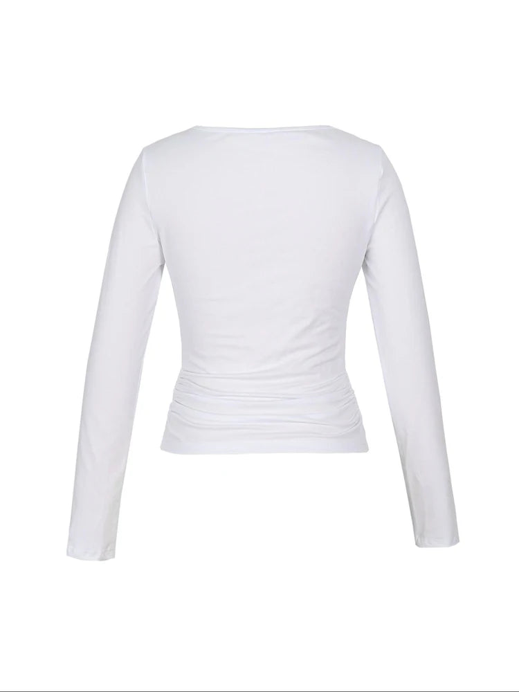 Women's Long Sleeve Tops Casual Scoop Neck Ribbed Knit Slim Fitted Basic Tee Shirts Trendy Spring Outfits
