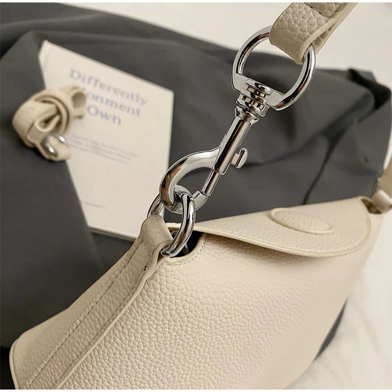 Pea Pod Crossbody Shoulder Bag,Women's Lychee Pebbled Pattern Women Dumpling Sling Bag,Chic Simple Minimalist Commuter Purse