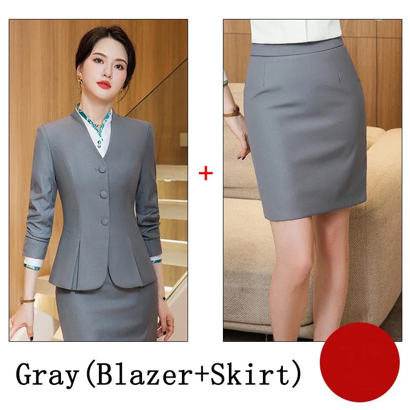 Women Business Skirt Suits Spring Formal Uniform Styles Blazers Feminino for Women Professional Office Work Wear Outfits Set