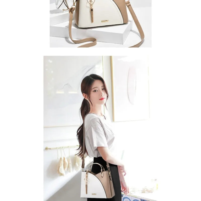 Fashionable handbag Korean color-blocking large capacity women's bag fashionable one-shoulder crossbody bag bucket bag