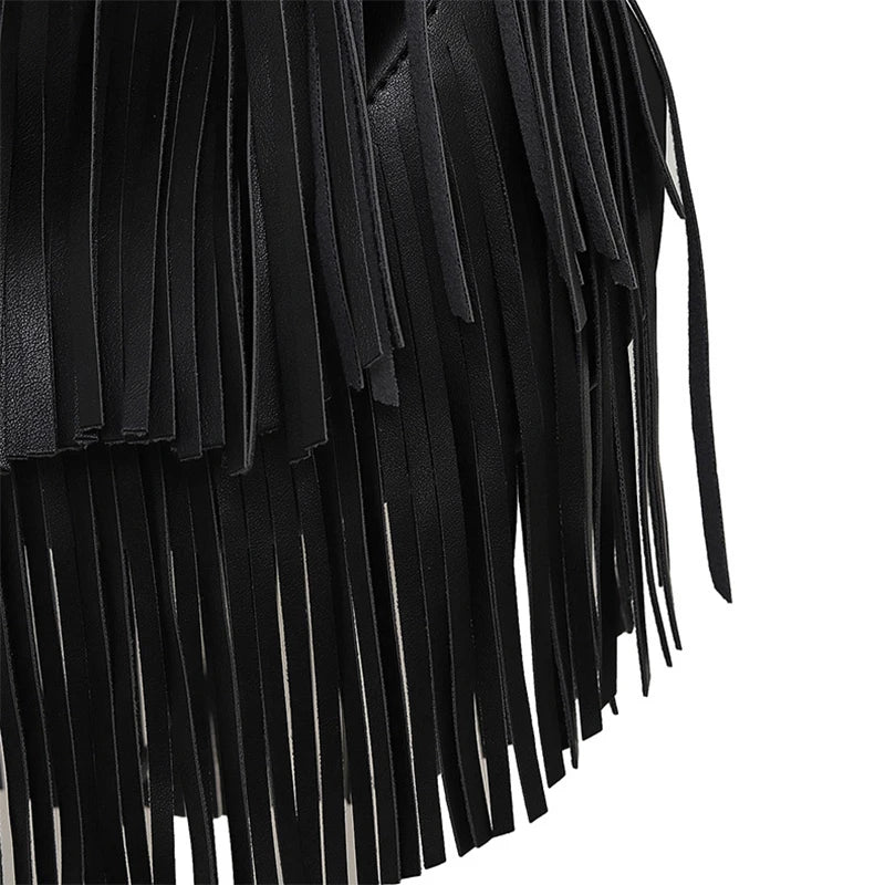 Tassel Large Capacity Brand Tote Bag Black Leather High Quality Luxury Fashion Women Shoulder Bag Soft Casual Hobos Armpit Bag