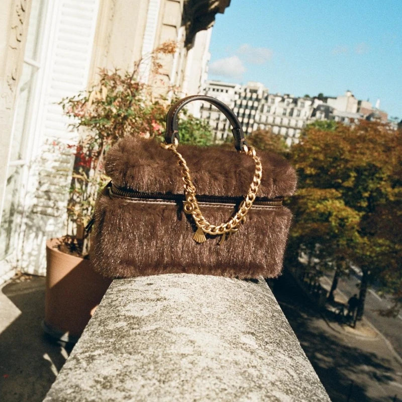 FAUX FUR RIGID BAG, New Fashionable Handbag Purse For Women, Shoulder Bags Luxury Designer Small Tote bag for Ladies Elegant