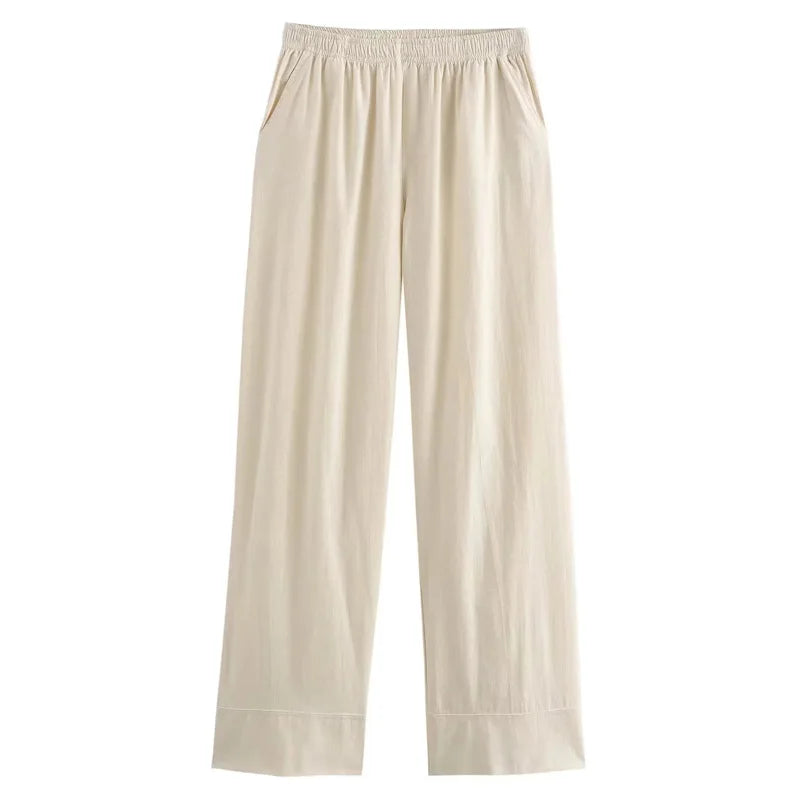 HXAO Woman Pants Set Two Pieces Tied Kimono Long Tops Pajama Baggy Pants Suits Summer Long Sleeve Women's Top And Bottom Set