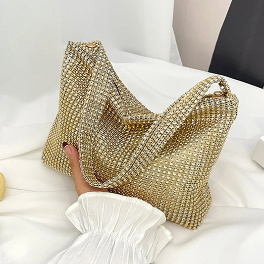 Glitter Evening Dinner Clutch Bag Women Lady Stylish Evening Bag Rhinestone  Large Capacity Underarm Bag Everyday Shoulder Bag