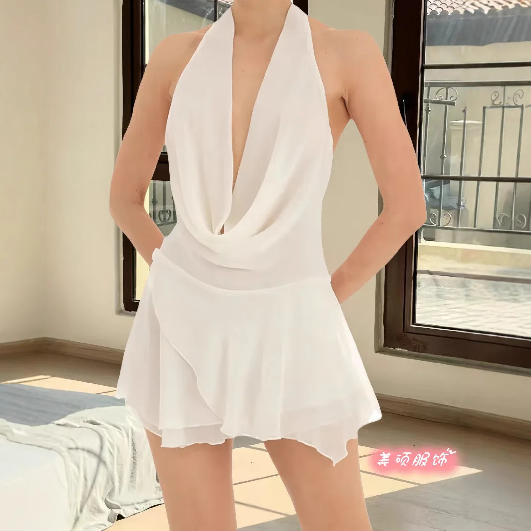 The Sleeveless  V-Neck Halter Dress
