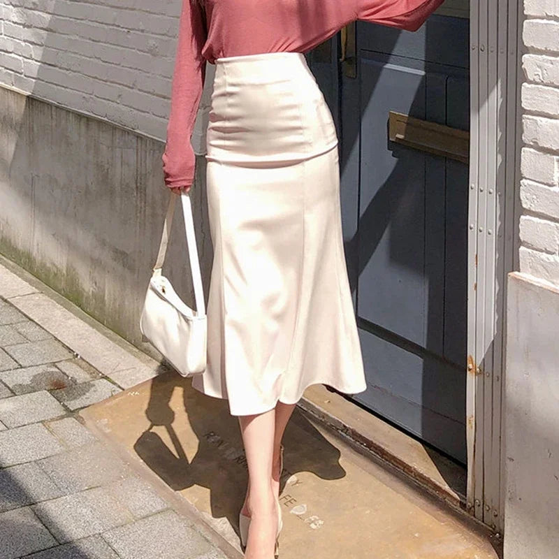 Elegant Office Long Skirts Women 2024 Fashion High Waist Bodycon White Black Skirt French Y2k Slim Corset Bridal Maxi Skirt XL
