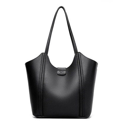 Elegant Women's Handbag Quality Leather Top-Handle Bag Ladies Solid Color Shoulder Crossbody Bag Casual Tote Purse Messenger Sac