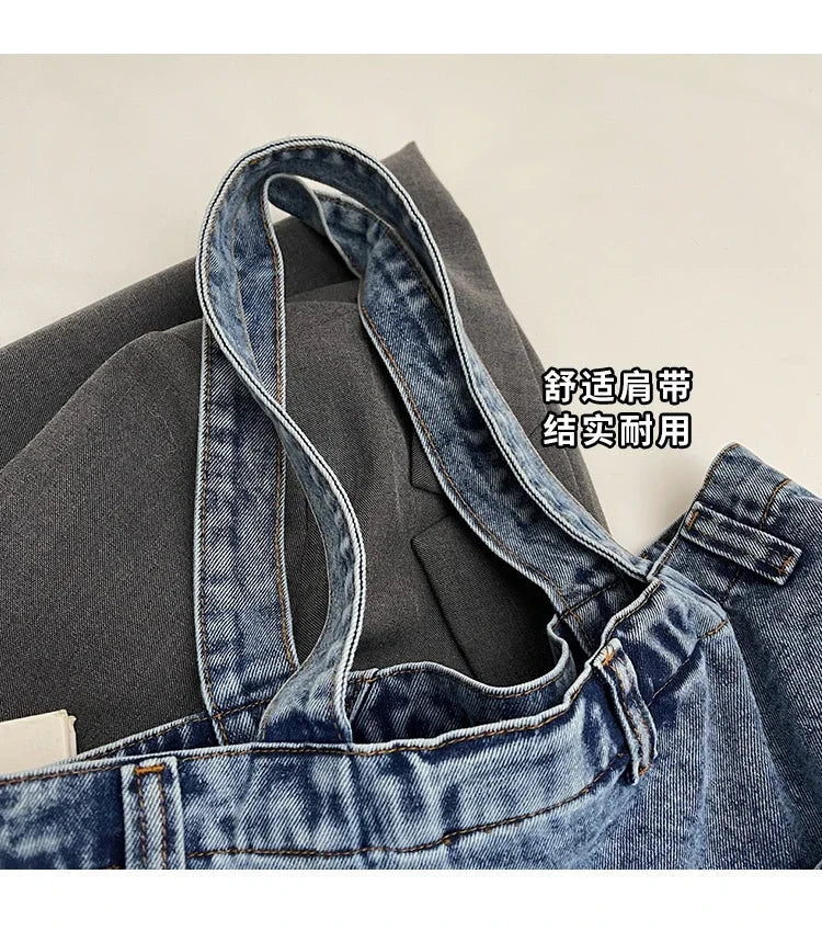 2025 Spring New Hot Sale Denim Tote Bags Solid Large Capacity Personality Retro Durable Commute Style Shoulder Bags for Women