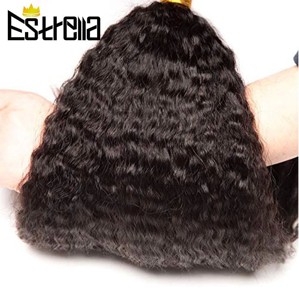 Kinky Straight Human Hair Bundles Deal 100% Human Hair Weaving Yaki Straight Bundle 12A Natural Color Human Hair Extensions