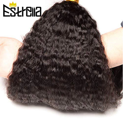 Kinky Straight Human Hair Bundles Deal 100% Human Hair Weaving Yaki Straight Bundle 12A Natural Color Human Hair Extensions