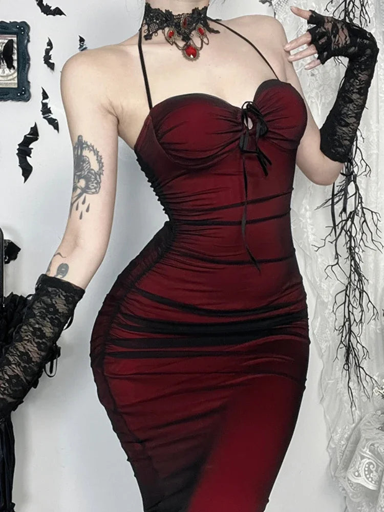 Vintage Elegance Halter Dress