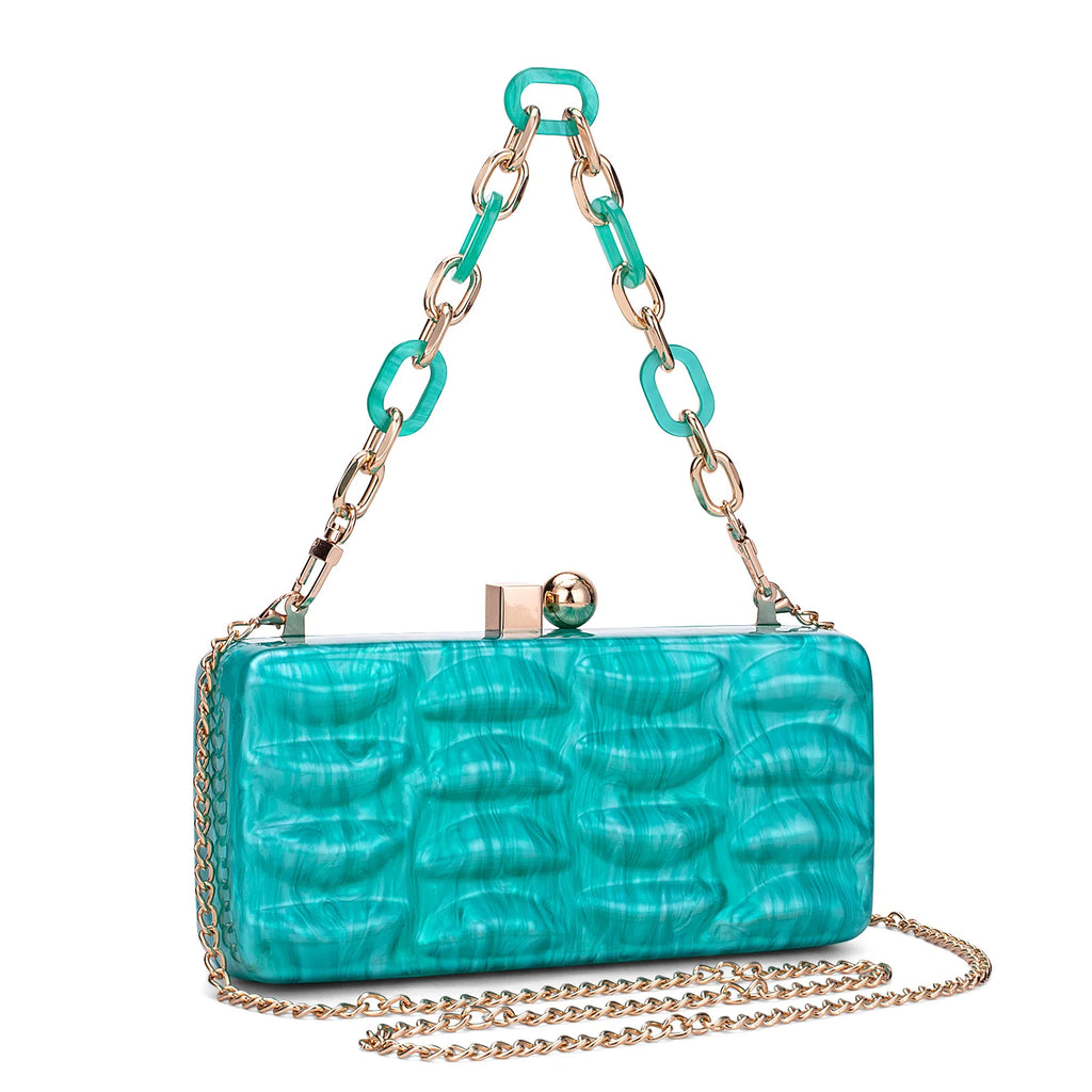 Luxury Evening Bag For Women Elegant Acrylic Hard Surface Ladies Clutch 5 Color Hangbag Party Wedding Shoulder Bags 2024 Fashion